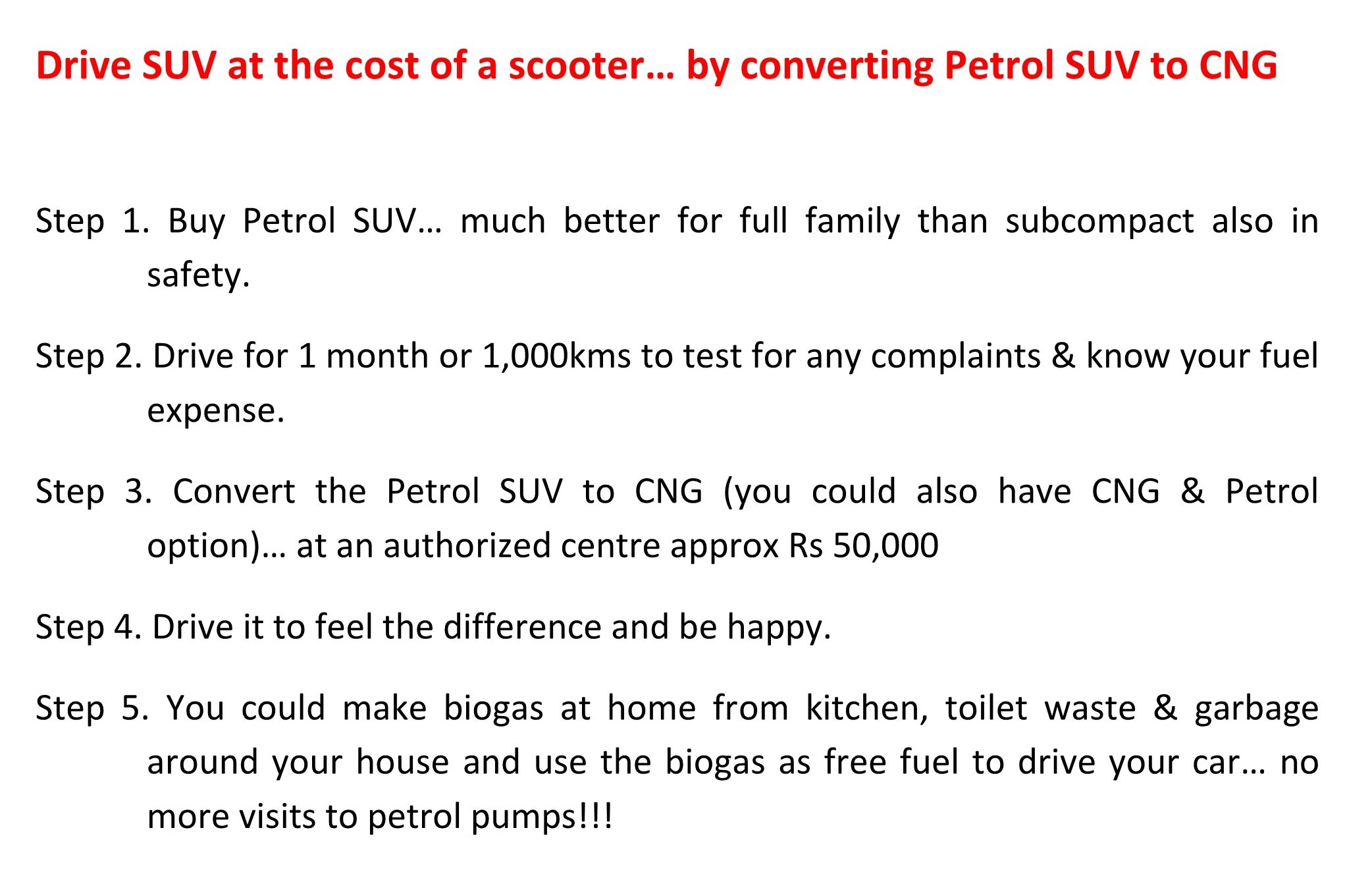 Drive SUV at the cost of a scooter