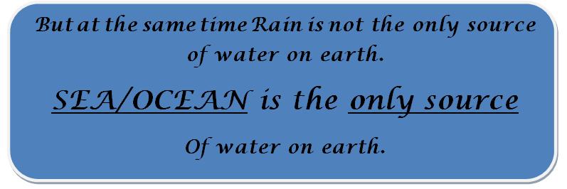 Not Rain but Sea is the only source of water on earth