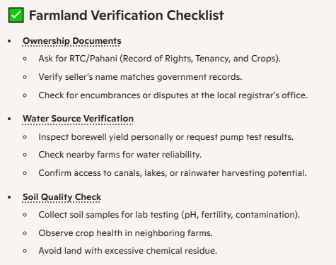 Farm Land Verification Checklist