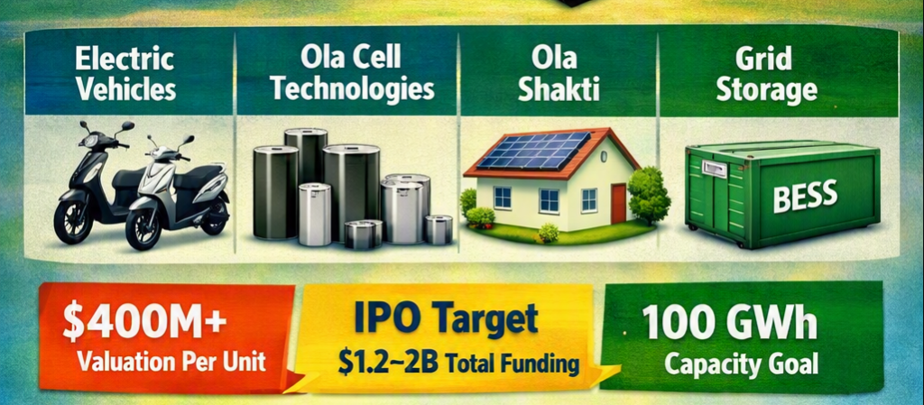 Ola Electric has now opened 4 Verticals - Vehicles, Cell, Shakti and BESS